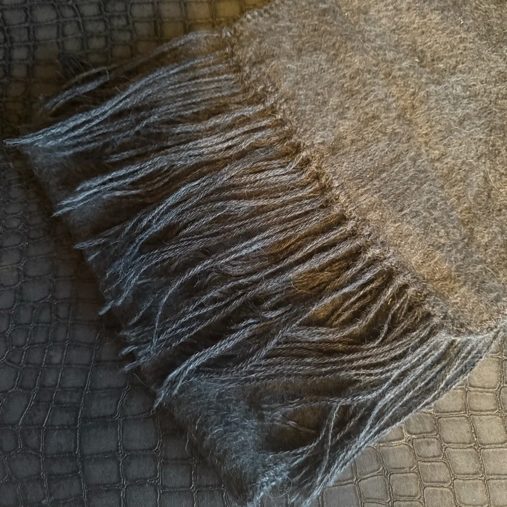 Gray Fringed Scarf 100% baby Alpaca Color Gray